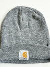 Vintage Carhartt Heather Grey Cuffed Knit Beanie (H-11.5 inches/W-18)