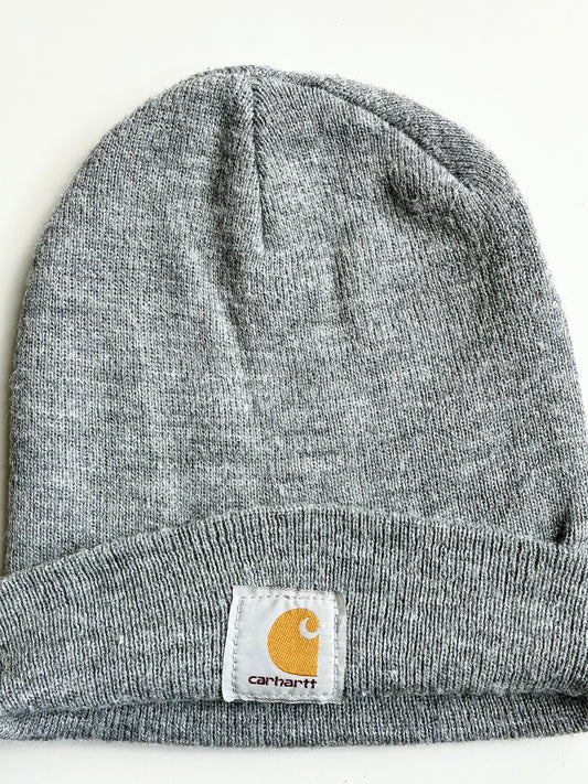 Vintage Carhartt Heather Grey Cuffed Knit Beanie (H-11.5 inches/W-18)