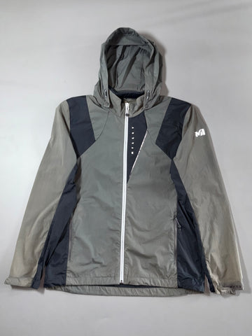 Vintage Millet Grey Black Hooded Windbreaker Jacket (M)