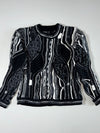 Vintage 3D Textured Knit | Monochrome Abstract Sweater | (S)