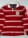 Tommy Hilfiger Red Striped Rugby Shirt – NY Crest Patch, Vintage Fit (M)