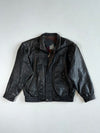 Vintage 90s M. Duncan Black Leather Bomber Jacket – Paisley Patchwork Lining (XL)