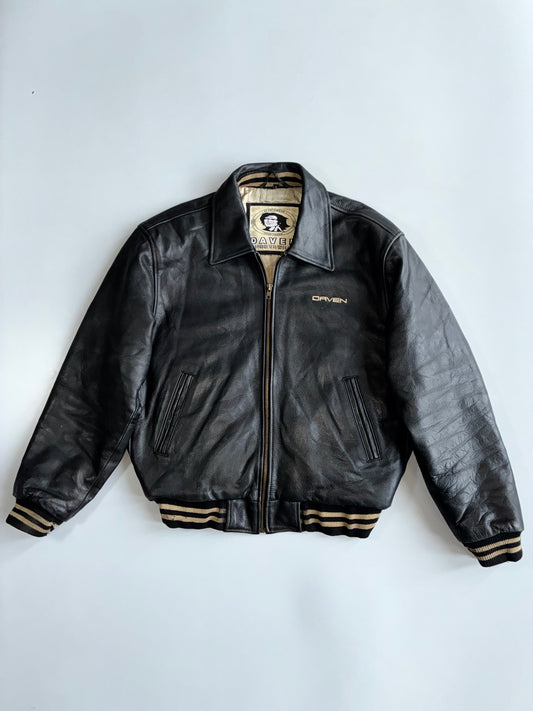 Daven Sportswear Pure Leather Bomber Jacket (L/XL)