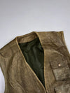 Vintage Olive Green Pure Leather Multi-Pocket Cargo Vest Utility (M/L)