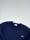 Lacoste Navy Wool Blend Crewneck Sweater – Croc Patch Logo (S)
