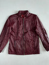 Bensalins Burgundy Leather Zip Jacket with Buckle Strap Collar Women’s (XS)