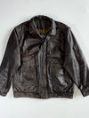 Vintage Marco Giordani Dark Brown Leather Bomber Jacket – Echt Leder Detechable Arms (2XL)