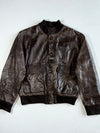 Vera Pelle Brown Leather Bomber Jacket, Made in Italy (L/XL)