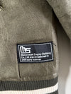 Mainstream Olive Green Faux Suede Varsity Bomber Embroidered Stone Jacket (XL)