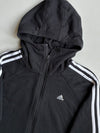 Vintage Adidas Black Three Stripe Zip-Up Hoodie (S)