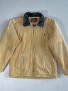 Marlboro Classics Tan Canvas Work Jacket with Leather Collar and Plaid Lining (XL)