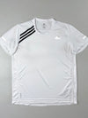 Adidas AeroReady Running T-Shirt — White 3-Stripe (L)