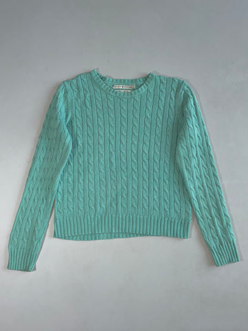 Vintage 90s Tommy Hilfiger Mint Green Cable Knit Sweater – Made in Hong Kong (S/M)
