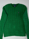 Polo Ralph Lauren Green Cable Knit Cotton Sweater | Crew Neck (M)