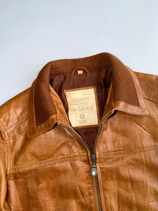 Oakwood Tan Leather Bomber Jacket (S)