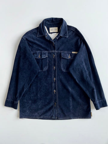 Skotts Suede Navy Blue Genuine Suede Overshirt Jacket(L)
