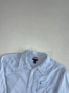 Tommy Hilfiger Light Blue Long Sleeve Shirt – Striped Collar Lining, Chest Pocket (M)
