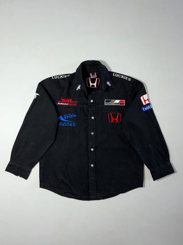 Vintage Honda Black F1 Racing Embroidered Shirt Women’s  (M/L)