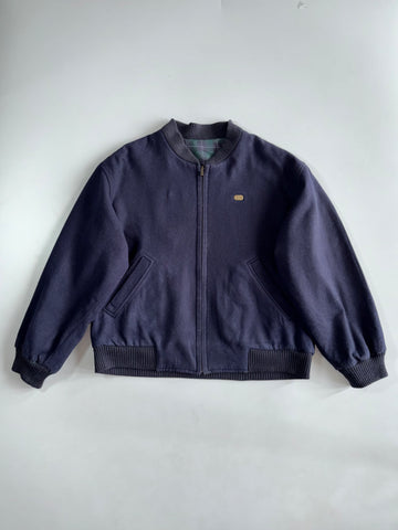Lacoste | Reversible Wool Bomber | Navy / Green Tartan (XL)