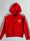 Adidas Originals Red 3-Stripes Full-Zip Hoodie with Gold Trefoil (M)