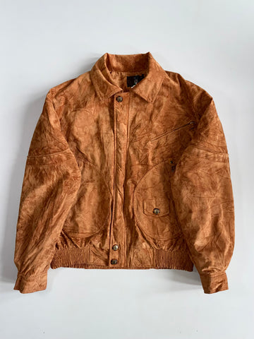 Vintage Tan Suede Bomber Jacket(L)