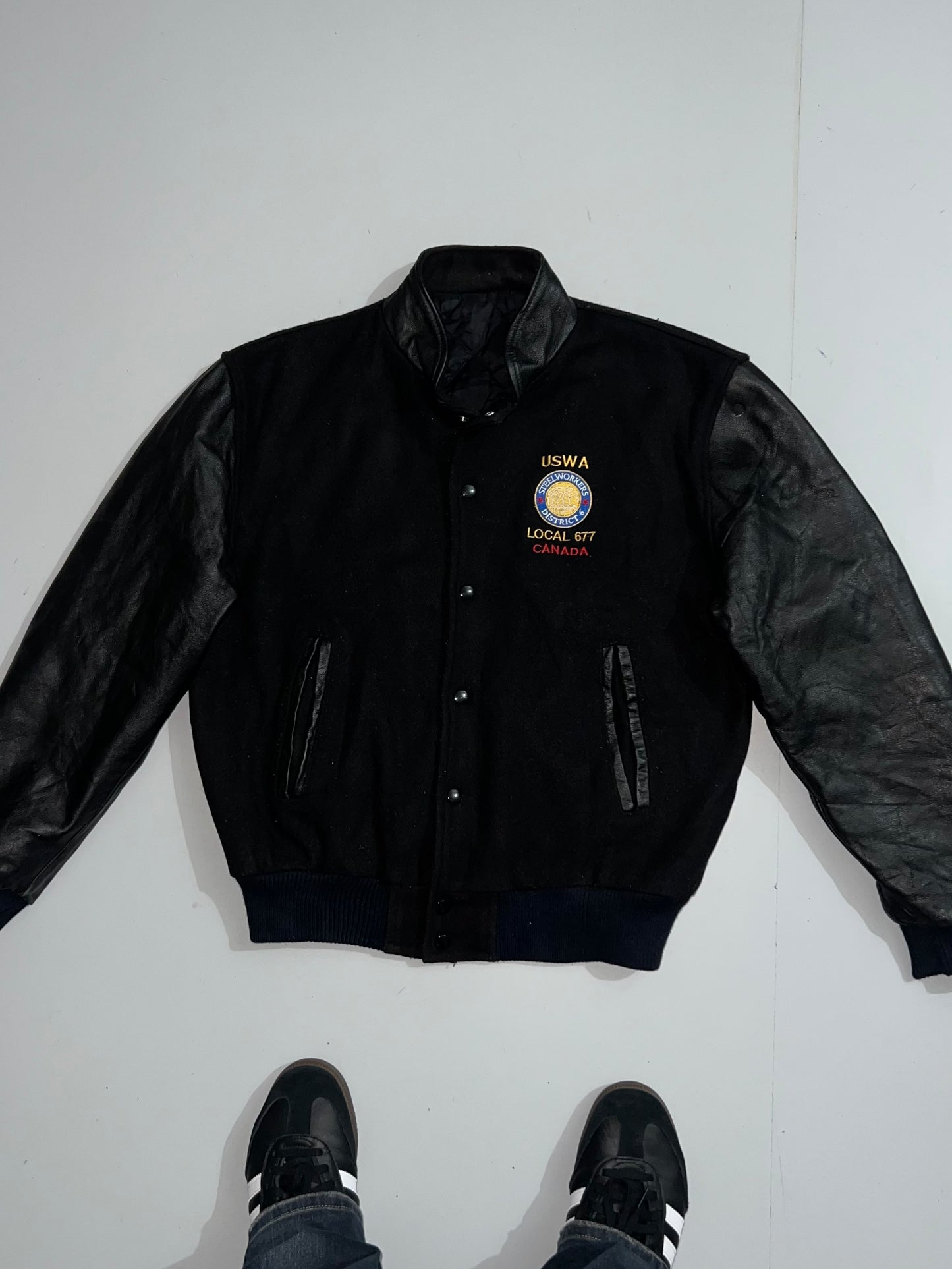 ZSuper Premium Varsity Jacket Original Leather Sleeve (M)