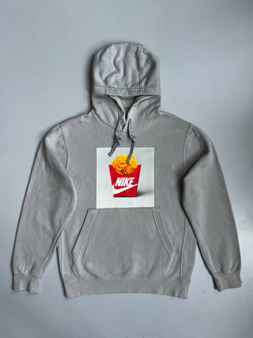 Nike Fries Graphic Print Grey Hoodie  (M)