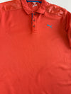 Puma Long Sleeve Performance Polo with Checkered Shoulder Panels – Rust Orange (XL)