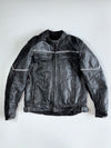 Vintage Torque Genuine Leather With Reflective Piping Moto Racing Jacket (Paded)(L)