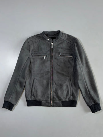 River Island Grey Faux Suede Moto Jacket (S/M)