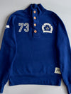 Roots Canada Quarter Button Sweatshirt Navy 1/4 Button Mock Neck Sweater (M)