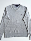 Tommy Hilfiger Heather Grey Premium Cotton V-Neck Sweater (S/M)