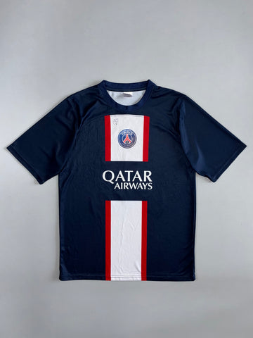 Paris Saint-Germain FC Short Sleeve Football Jersey — Navy/White/Red (Qatar Airways) (L)