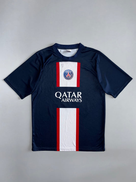 Paris Saint-Germain FC Short Sleeve Football Jersey — Navy/White/Red (Qatar Airways) (L)