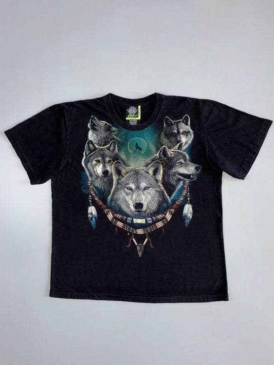 Vintage Rock Eagle Wolf Pack Graphic Tee | Glow in the Dark (XL)