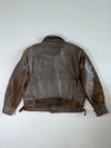 Distressed Two-Tone Brown Leather(Detechable Collar & Arms) Aviator Jacket (2XL)