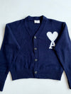 AMI Paris Ami de Coeur Navy Knit Cardigan (L/XL)