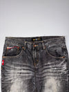 Oni Arai Black Acid Wash Paint Splatter Denim Jeans (W:33) (L:43.5)