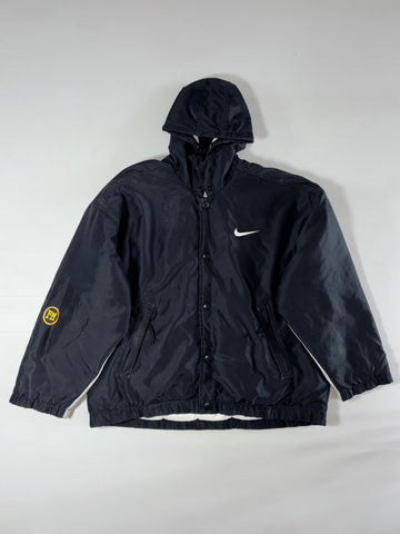 Vintage Nike Swoosh Padded Hooded Coach Jacket – Black (2XL/3XL)