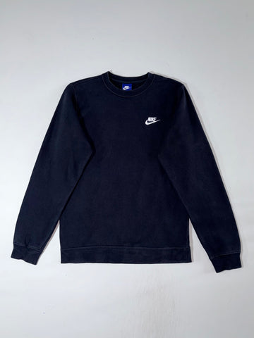 Nike Sportswear Club Black Crewneck Sweatshirt with Embroidered Swoosh (S)