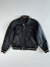 Jack & Jones Black Leather Varsity Bomber – Back Logo Patch (L/XL)
