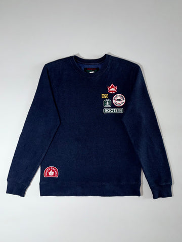 Roots Canada Multi-Patch Crewneck Sweatshirt Navy Blue, (M)