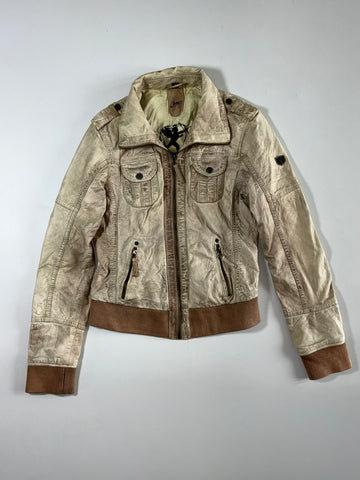 Gipsy | Cream  Leather Bomber Jacket(S)