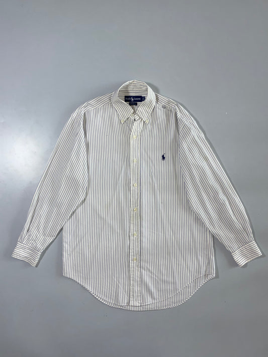 Ralph Lauren | Yarmouth Striped Button-Up Shirt White/Navy | (L)
