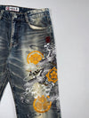 J950 (Amaterasu) Embroidered Crane Jeans (W:32 |L:43)