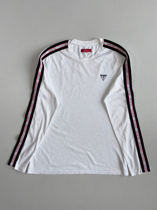 Guess | White Logo Tape Full Sleeve Tee(L)