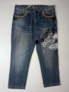 Big Train | Y2K Japanese Graphic Print Distressed Denim Jeans | (W:36) (L:38)