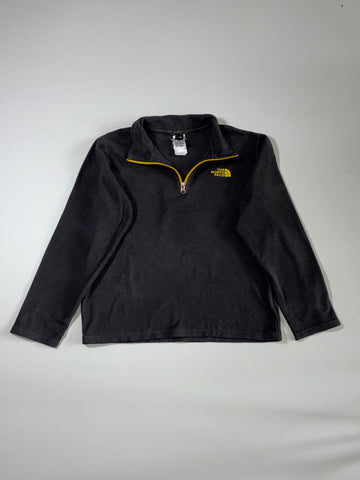The North Face Embroidered Logo Quarter-Zip Fleece Pullover – Charcoal/Yellow (S)