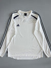 Adidas White Climalite Long-Sleeve Sports Top – Navy 3-Stripes (XL)