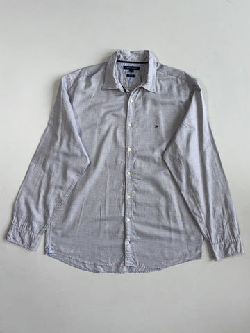 Tommy Hilfiger | Grey Dobby Textured Slim Fit Shirt (XL)